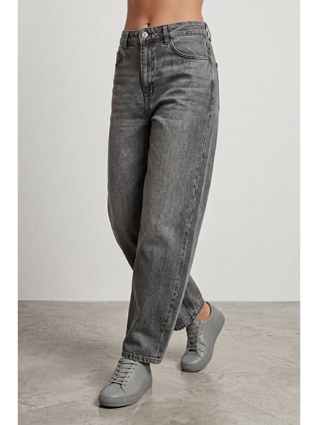 Siyah Kadın Comfort Baggy Jean Pantolon Yüksek Bel Bol Kesim Rahat Denim