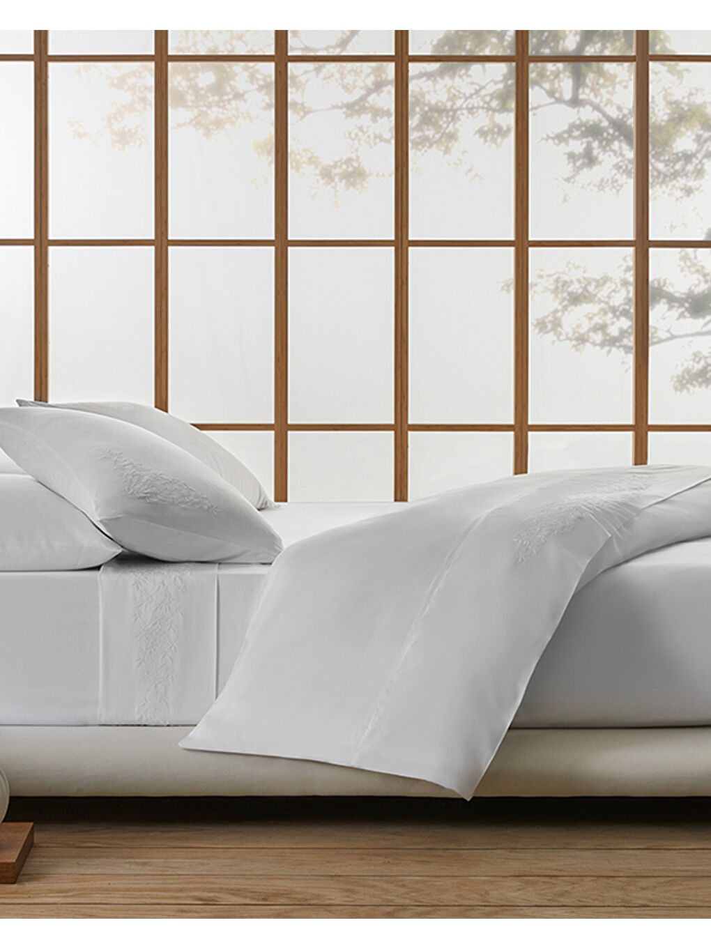 Laurel Pamuk Saten Nakışlı King Size Nevresim Takımı Beyaz-5