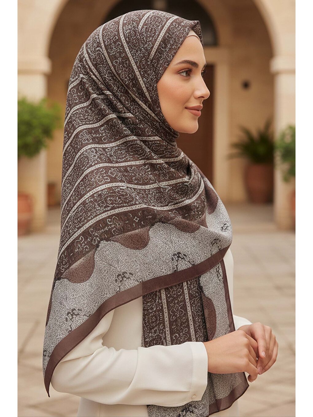 Bej The Mystic Ethnica Serisi Pamuk Şal Vizon - 28110-VIZON-1