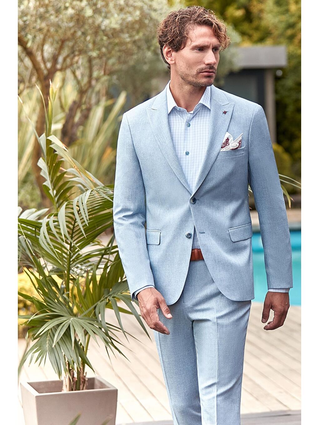 Mavi Örme Kırlangıç Yaka 6 Drop Slim Fit Dar Kesim Klasik Takım Elbise 1001240112