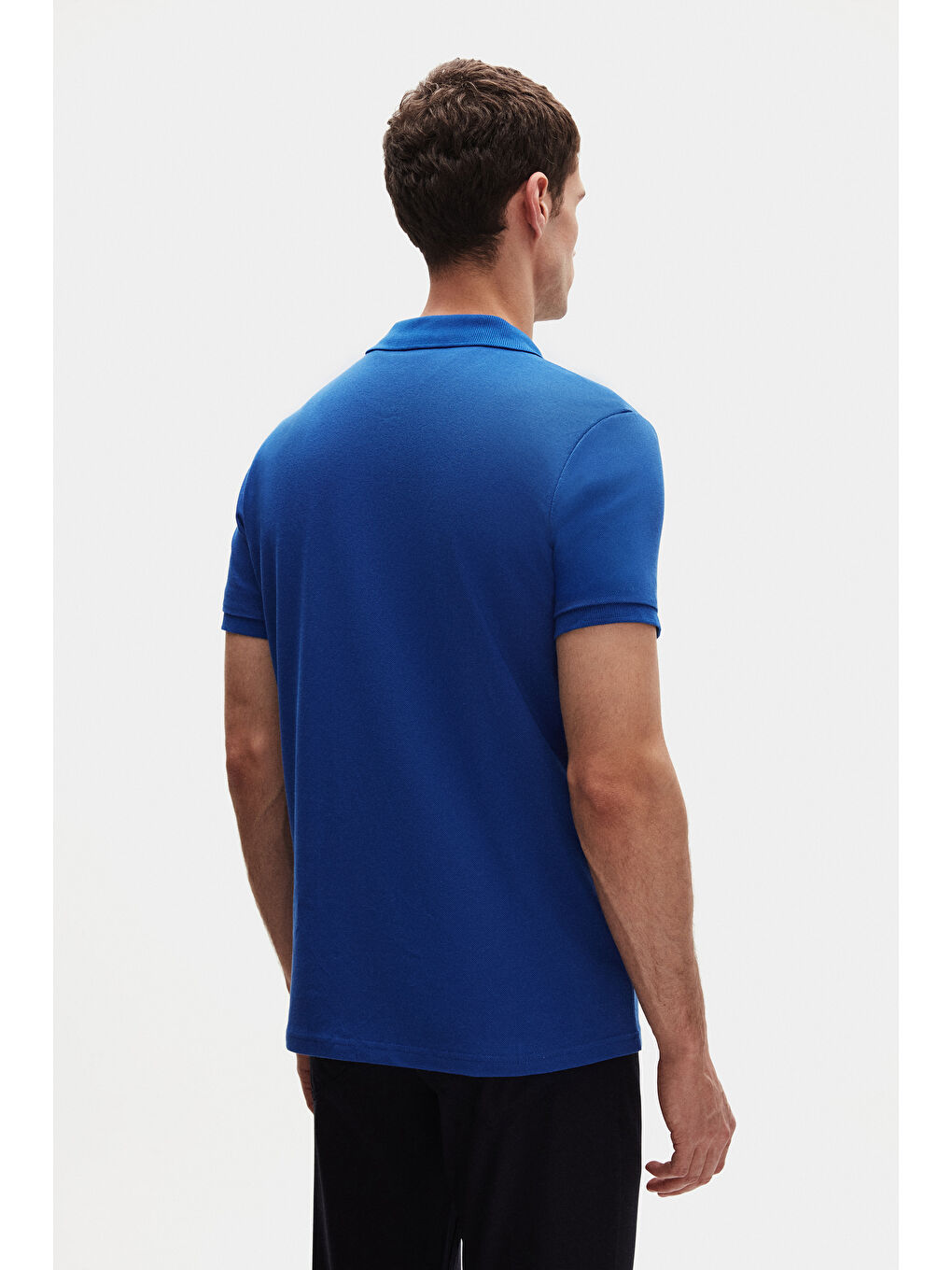 Regular Fit Saks Mavi %100 Pamuklu Uzun Ömürlü Kıvrılmaz Polo Yaka Nakışlı Tişört-2