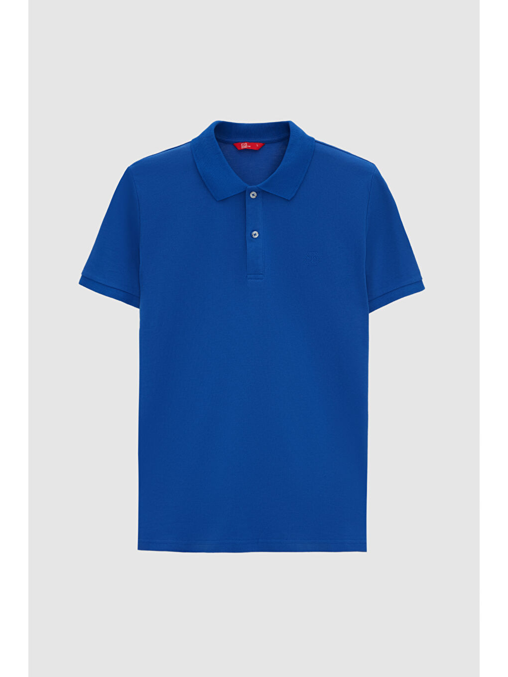 Regular Fit Saks Mavi %100 Pamuklu Uzun Ömürlü Kıvrılmaz Polo Yaka Nakışlı Tişört-4