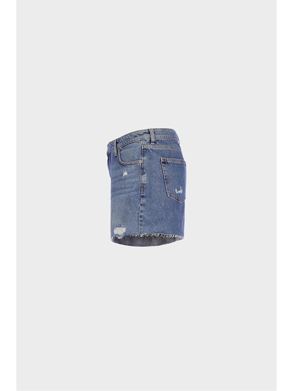 CROSS JEANS Kadın Koyu Mavi Patı Fermuarlı Jean Şort C 4534-079 - 3