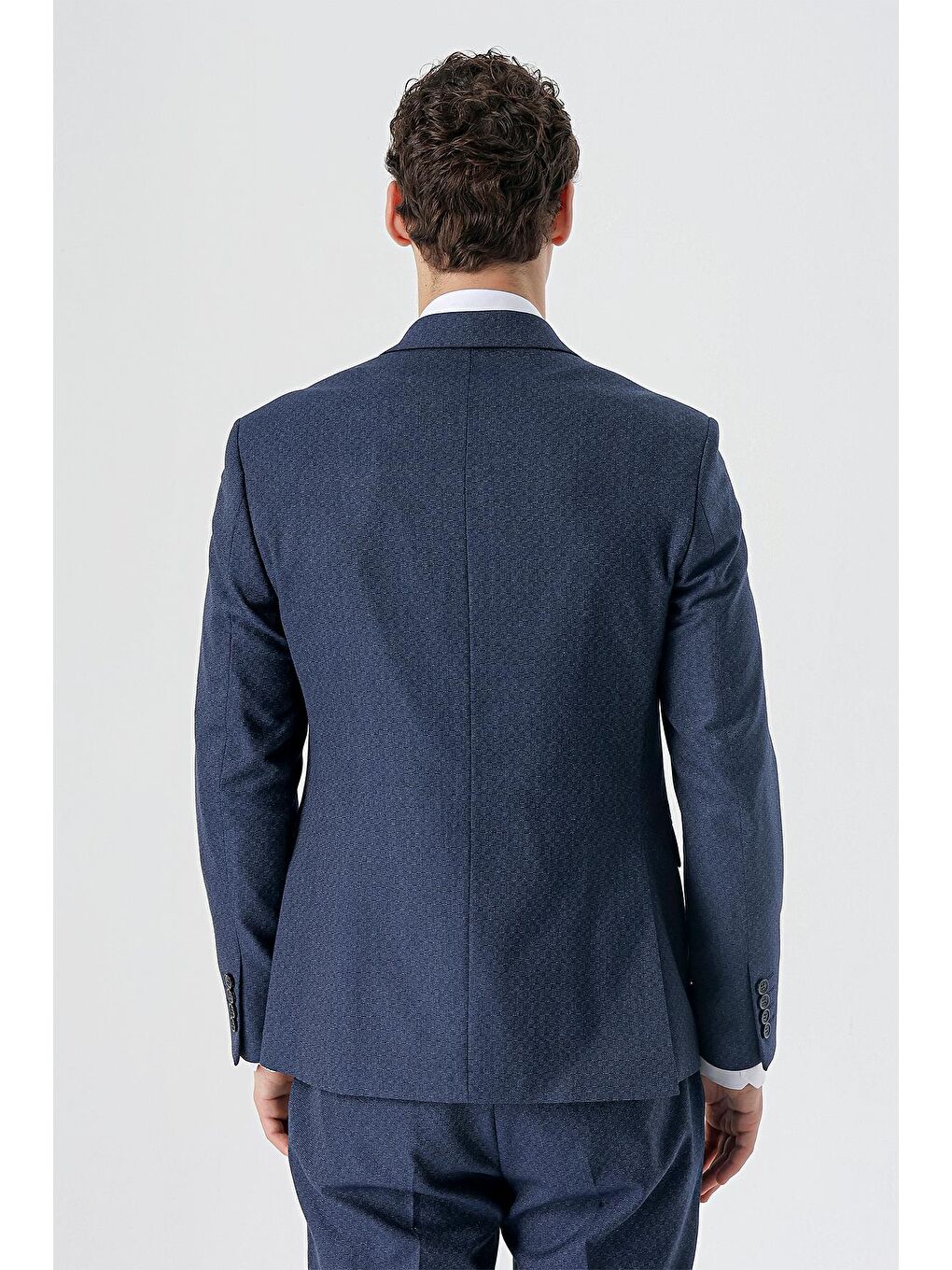 Koyu Lacivert Kırlangıç Yaka Yelekli 6 Drop Slim Fit Dar Kesim Klasik Takım Elbise 1001235168-6