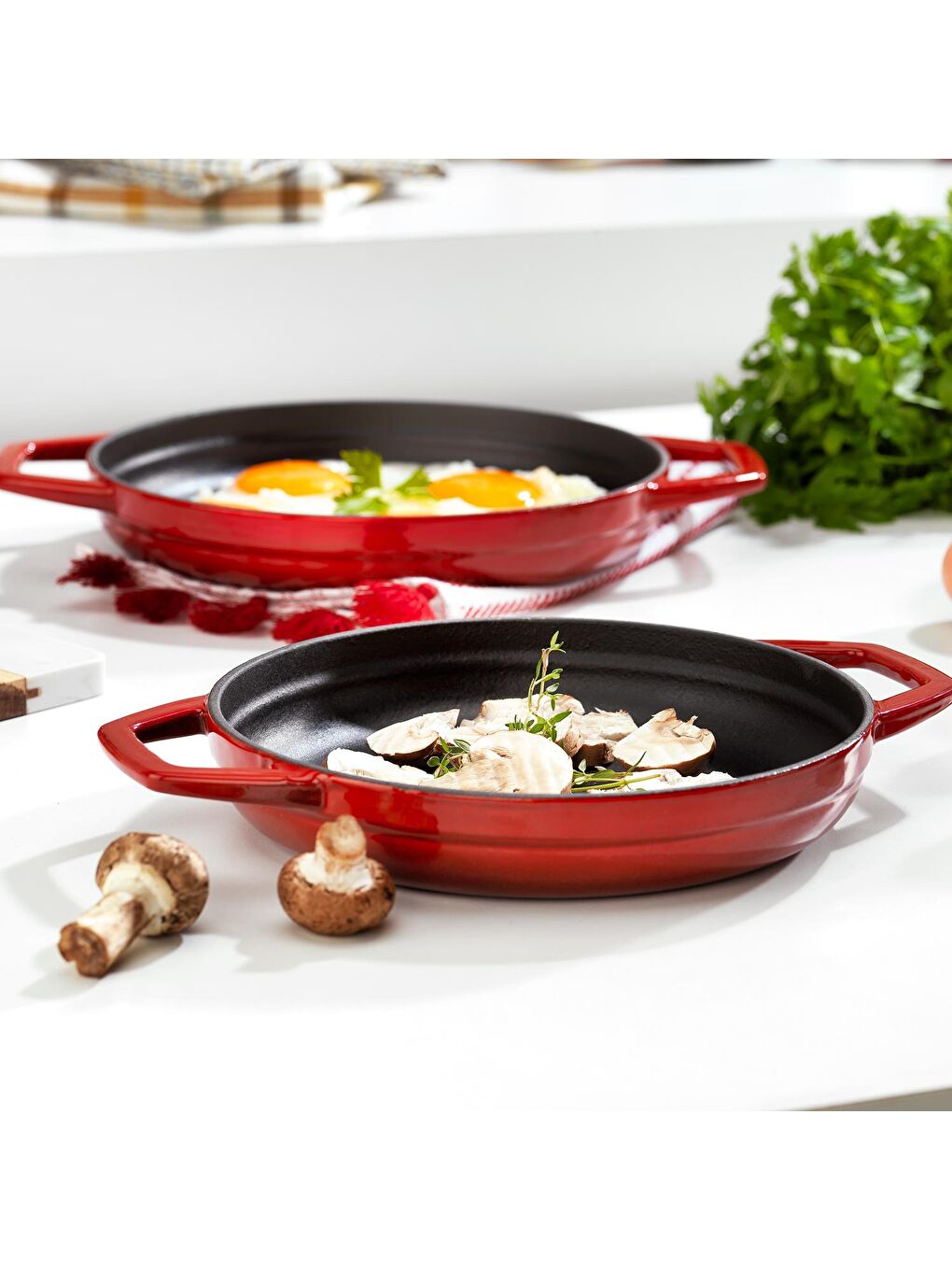 Guss Chef Döküm Sahan Çift Kulplu 19 cm-1 Parça-Kırmızı-2