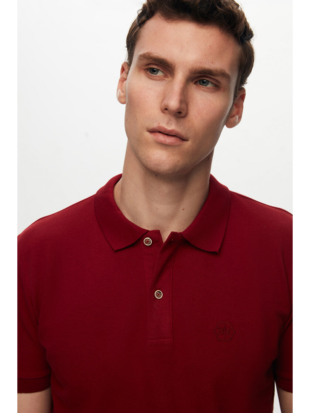 Regular Fit Bordo %100 Pamuklu Uzun Ömürlü Kıvrılmaz Polo Yaka Nakışlı Tişört-2