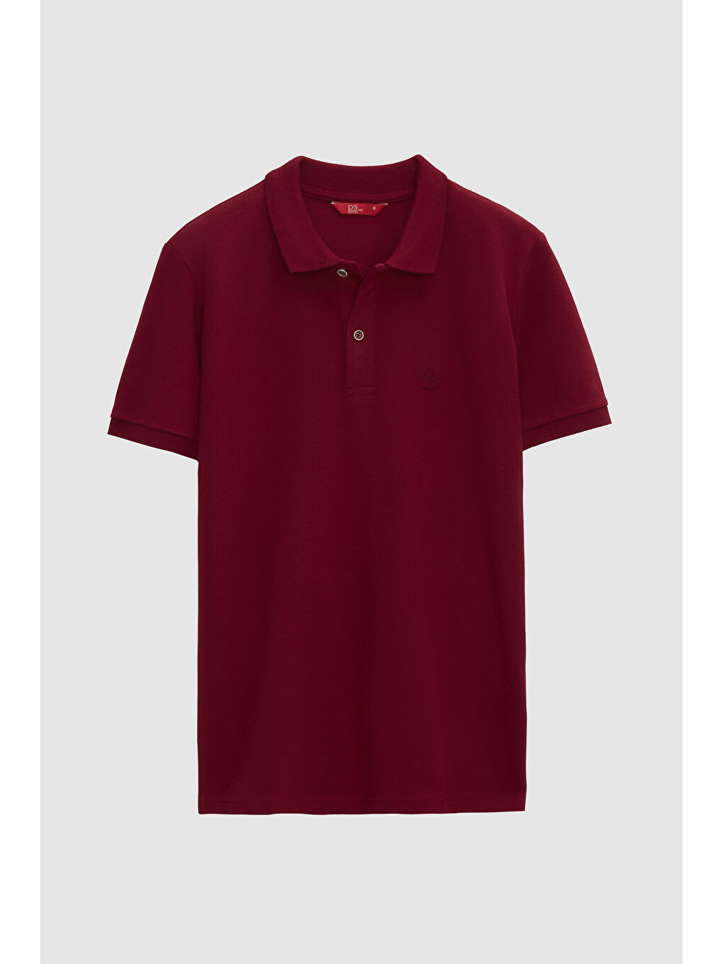 Regular Fit Bordo %100 Pamuklu Uzun Ömürlü Kıvrılmaz Polo Yaka Nakışlı Tişört-4