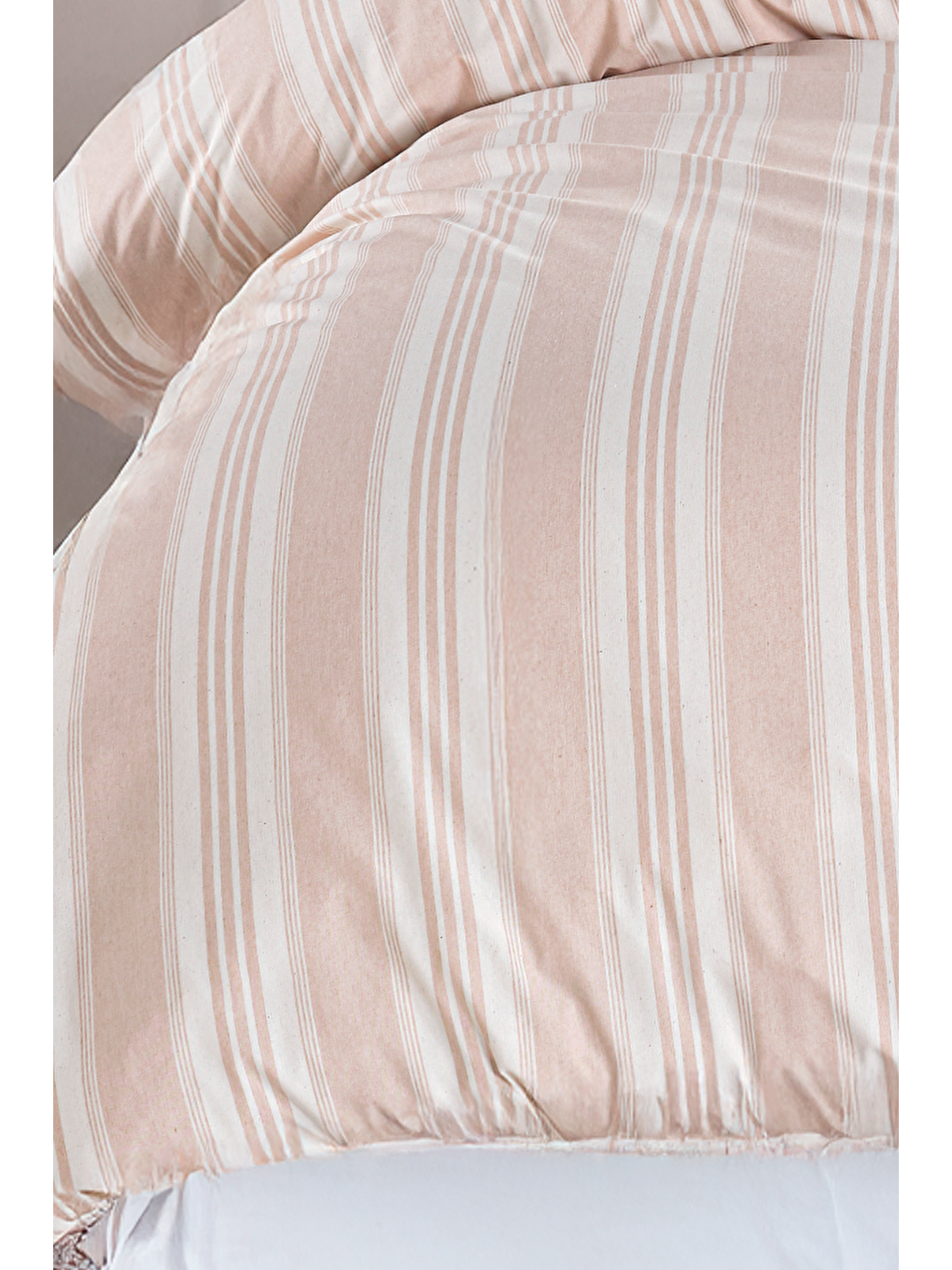 Sport Çizgili Nevresim Takımı Tek Kişilik Soft Line Bej-1