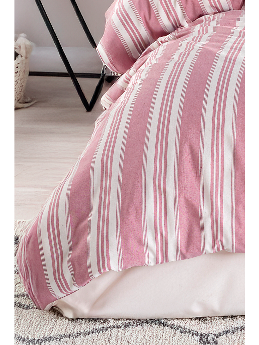 Sport Çizgili Nevresim Takımı Tek Kişilik Soft Line Bordo-1