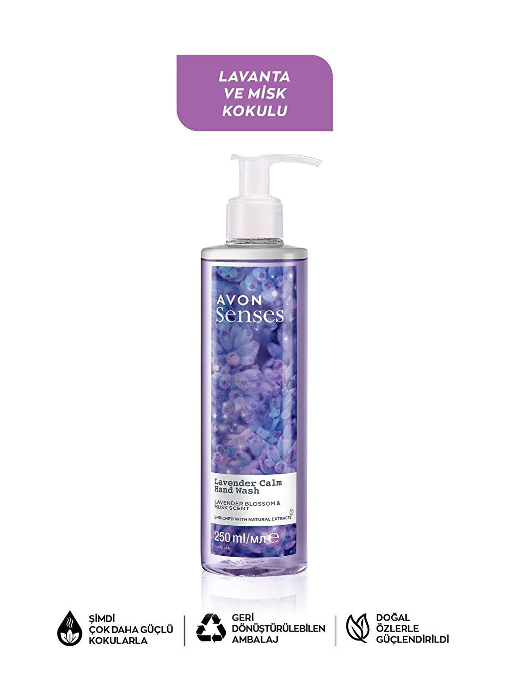 AVON Renksiz Senses Lavander Calm Lavanta ve Misk Kokulu Sıvı El Sabunu 250 Ml. - 1