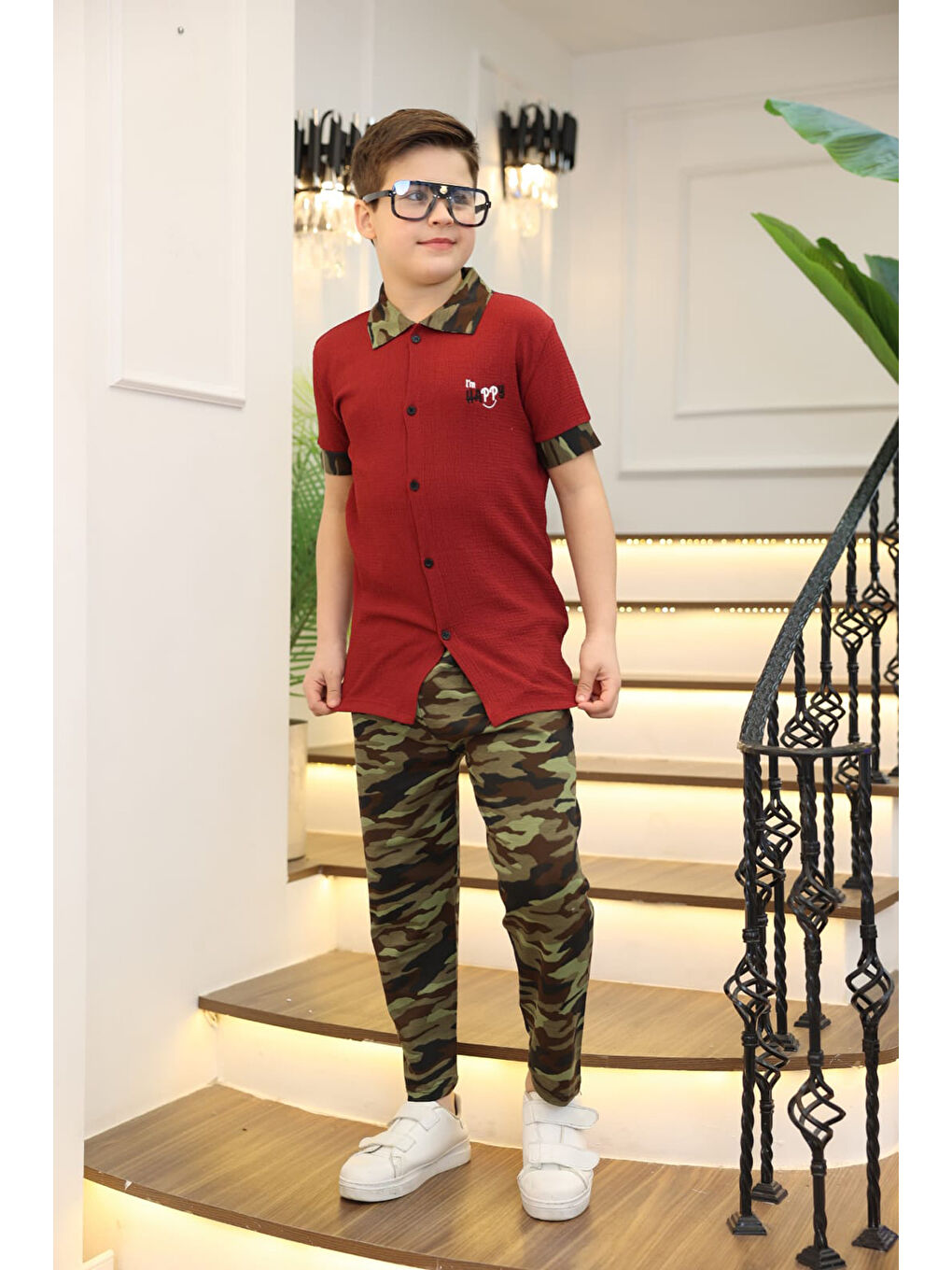 Bordo Erkek Çocuk 2'li Takım (Gömlek+Pantolon) 3-12 Yaş 12196-2