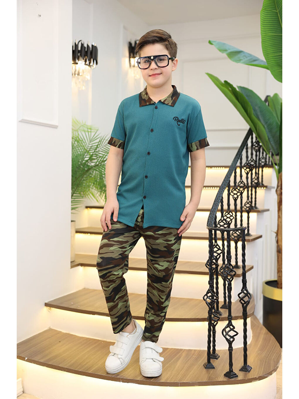 Petrol Erkek Çocuk 2'li Takım (Gömlek+Pantolon) 3-12 Yaş 12196