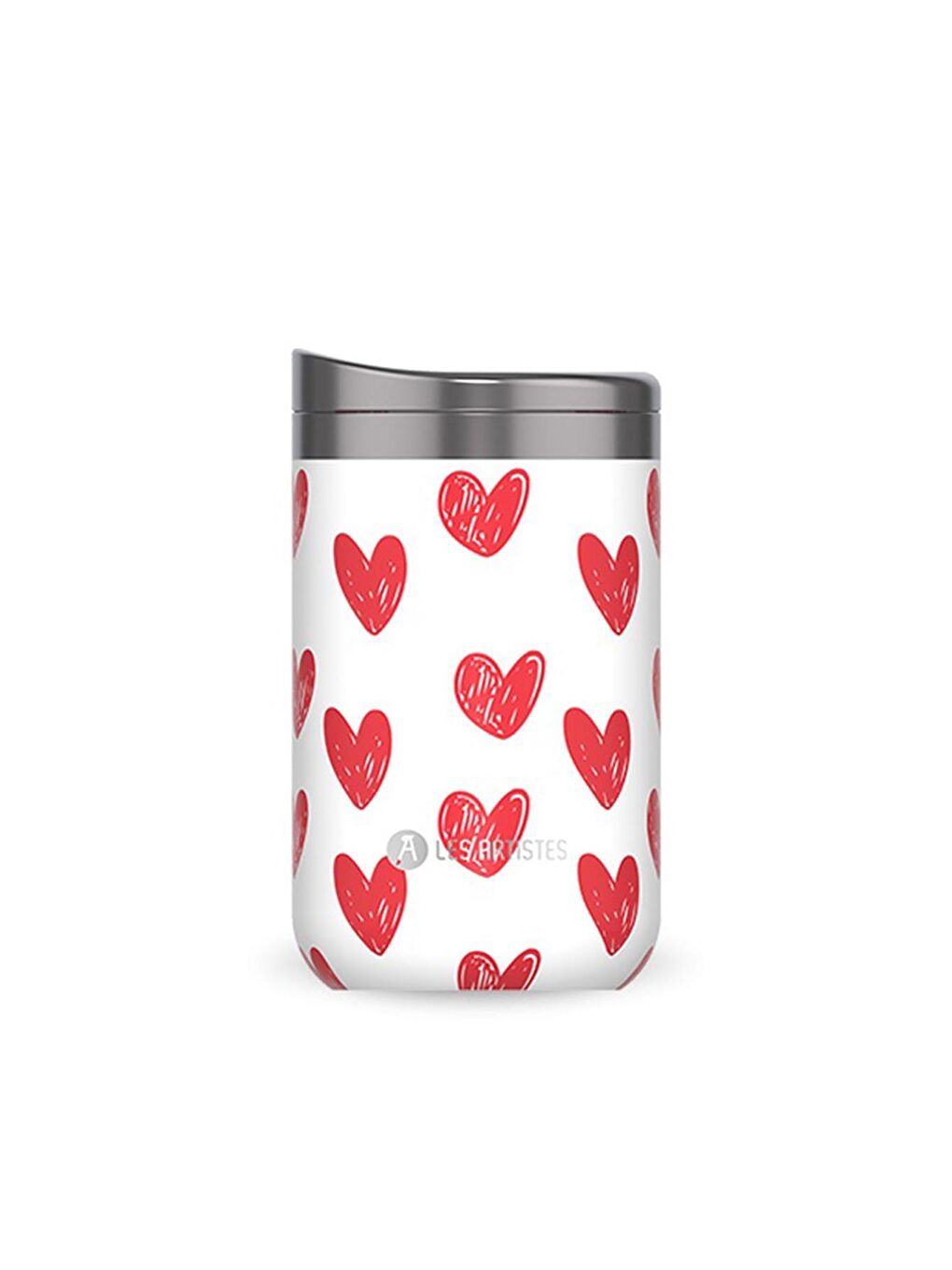 Beyaz Isı Yalıtımlı Çelik Termos Mug 350ML Heart