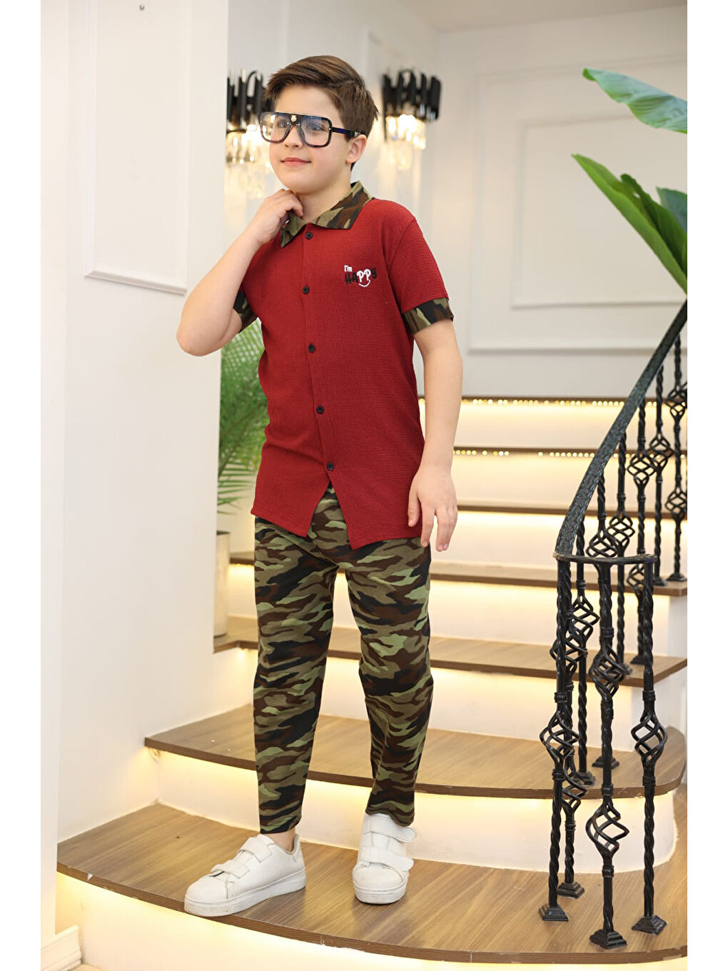 Bordo Erkek Çocuk 2'li Takım (Gömlek+Pantolon) 3-12 Yaş 12196-3