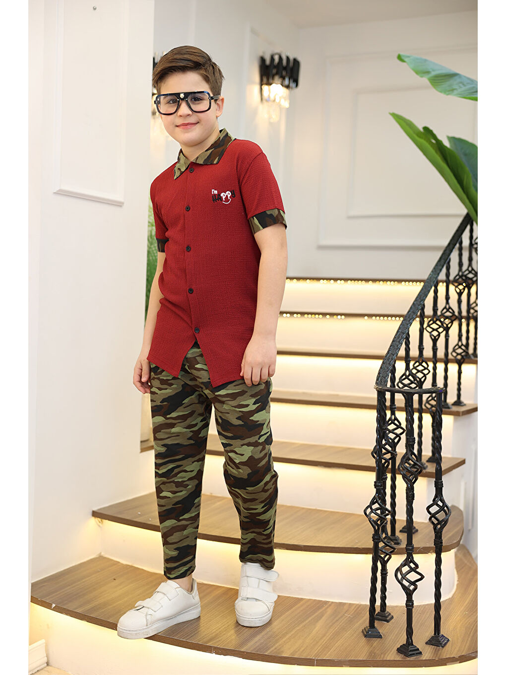 Bordo Erkek Çocuk 2'li Takım (Gömlek+Pantolon) 3-12 Yaş 12196-4