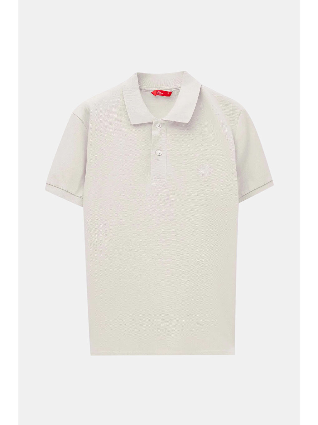 Bej Regular Fit Taş %100 Pamuklu Uzun Ömürlü Kıvrılmaz Polo Yaka Nakışlı Tişört-4