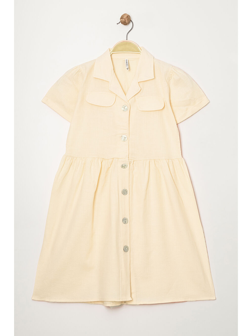 Ekru Kız Çocuk Pamuk Elbise 12195