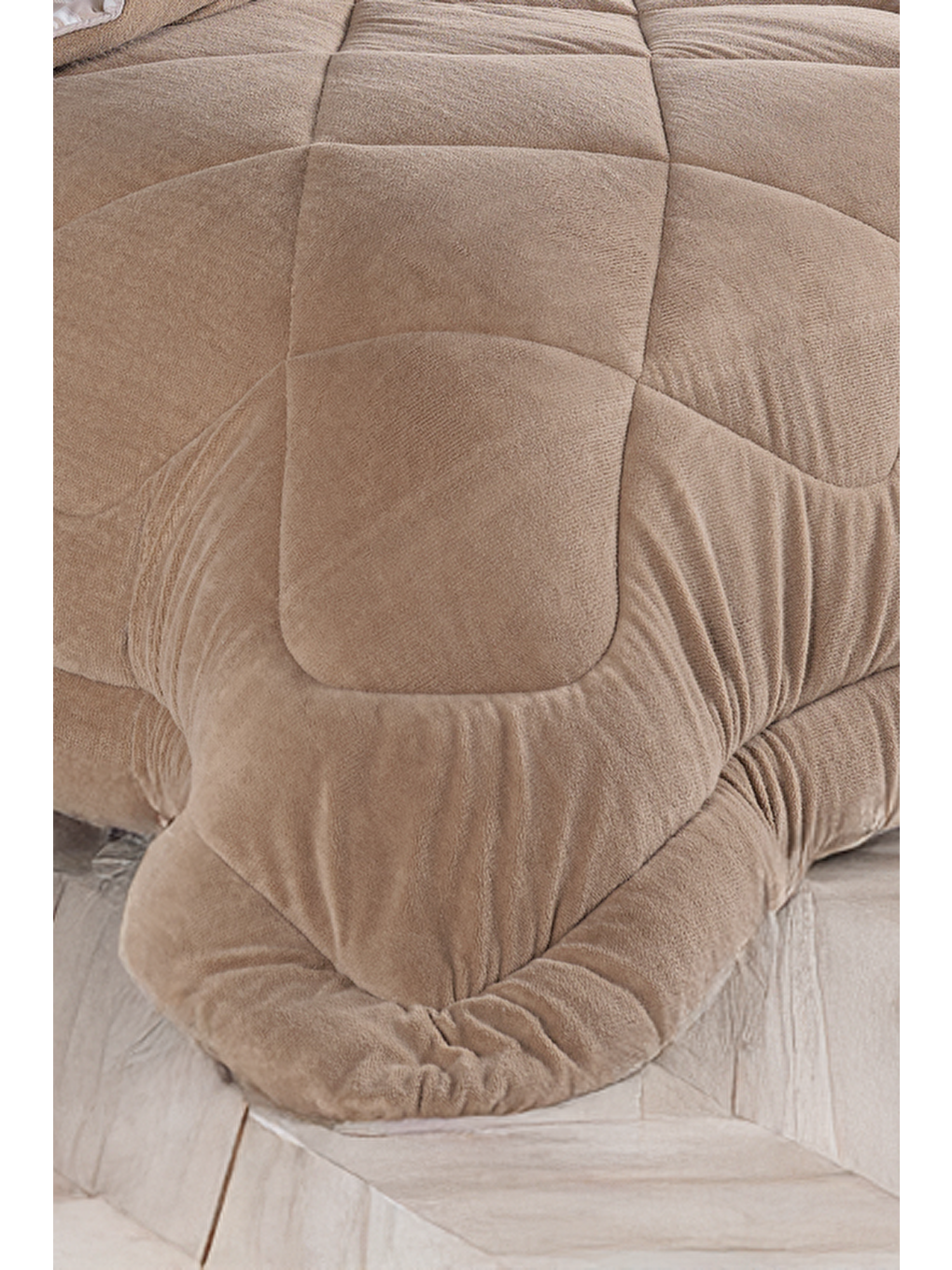 UPSTYLE Uyku Seti Wellsoft Yorganlı Pofuduk 3 Parça Tek Kişilik Soft Line Bej - 1