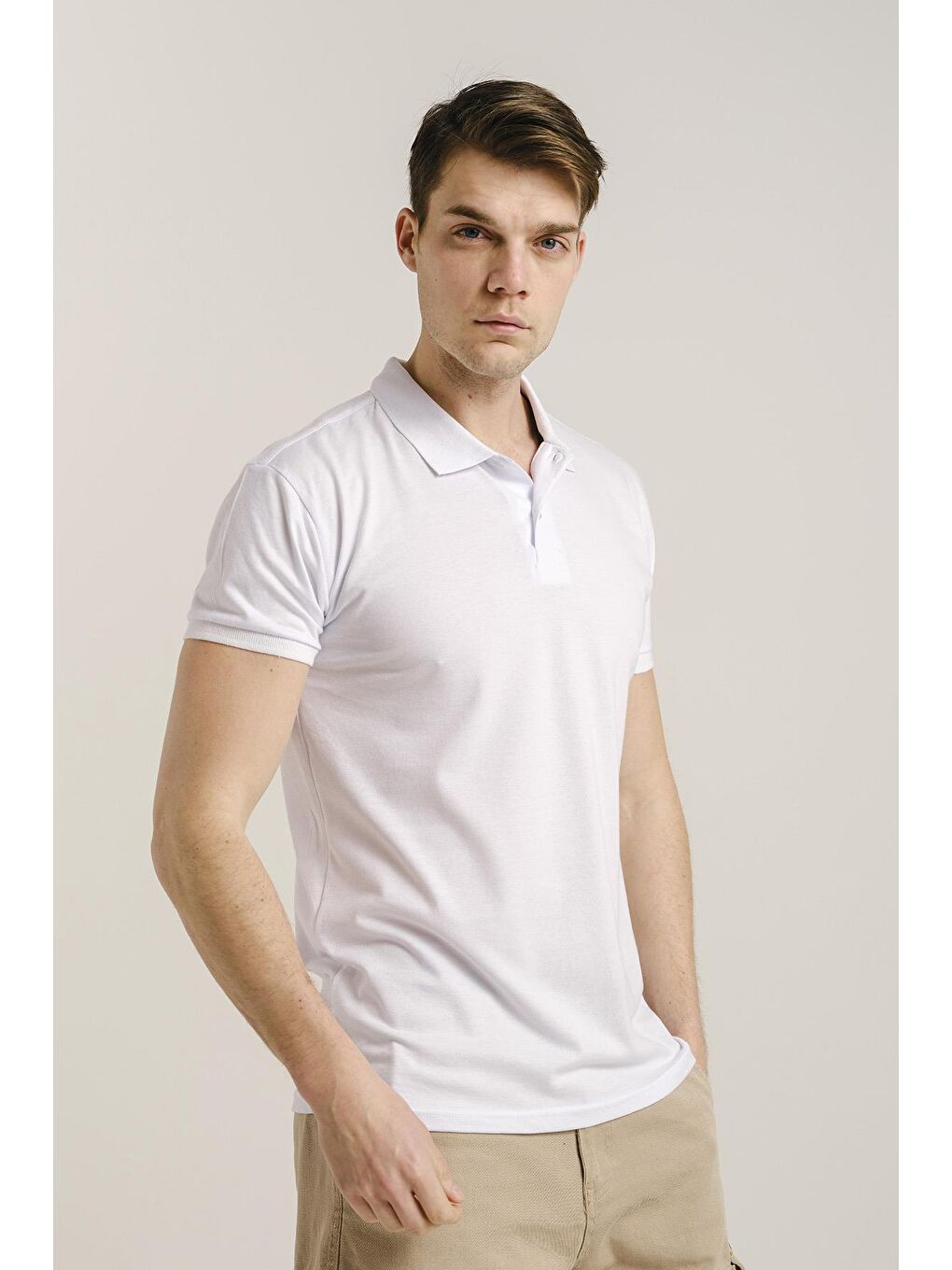Beyaz Alcott Polo Yaka Slim Fit Erkek Tişört-1