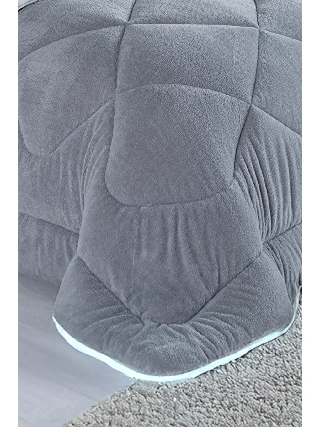 UPSTYLE Uyku Seti Wellsoft Yorganlı Pofuduk 3 Parça Tek Kişilik Soft Line Gri - 1