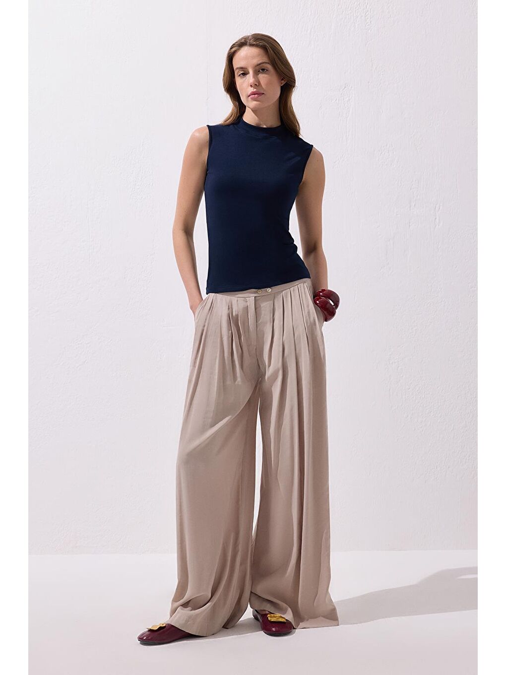 Sıfır Kol Elastanlı Pamuk Bady Lacivert-2