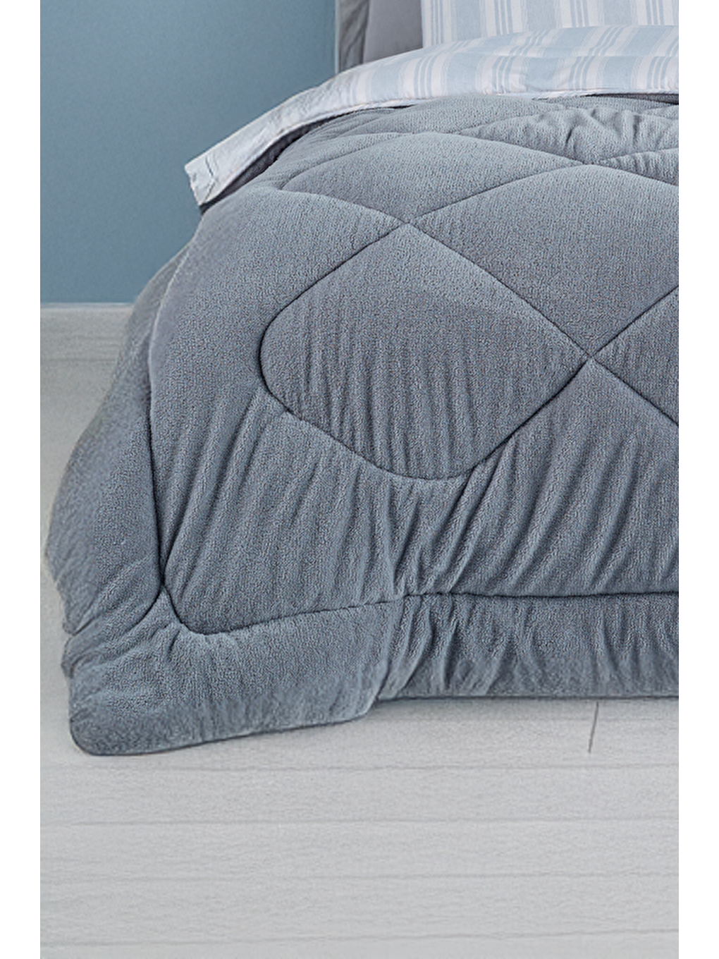 Wellsoft Yorgan Çift Kişilik Soft Line Gri-1