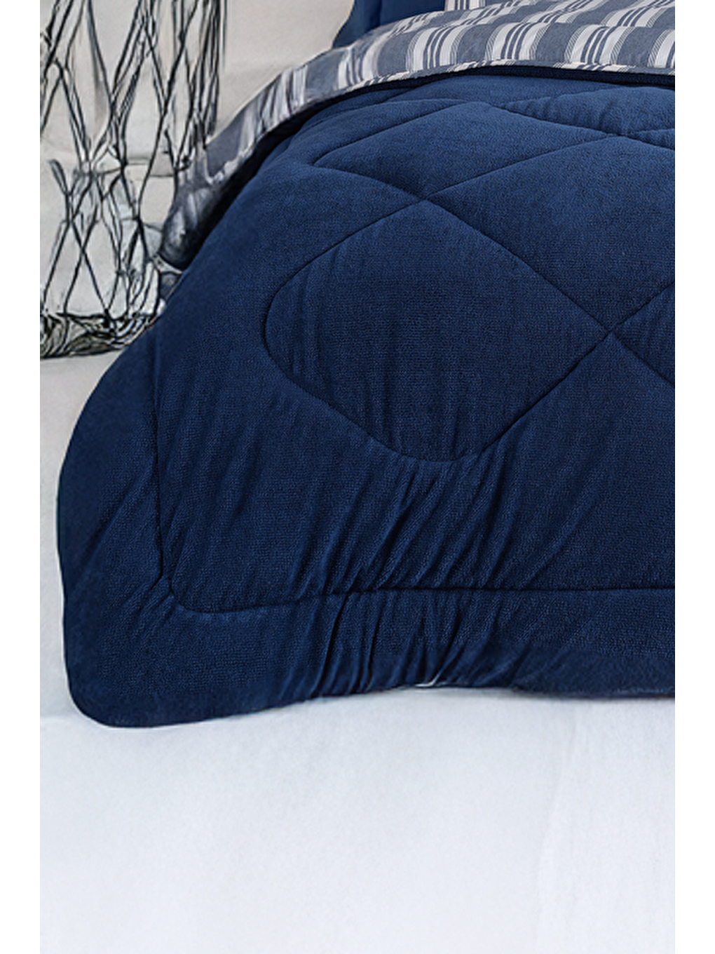 UPSTYLE Wellsoft Yorgan Çift Kişilik Soft Line Lacivert - 1