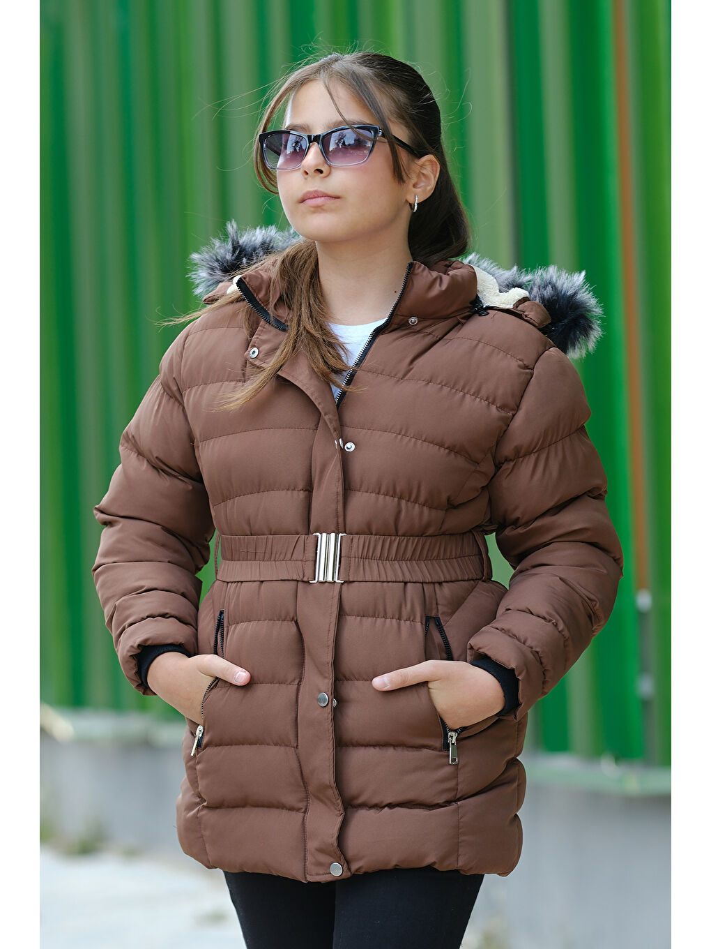 Pina Kids Kahverengi Kız Çocuk İçi Polarlı Şişme Mont KM.0043 - 4