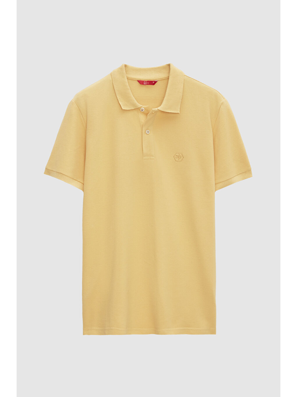 Regular Fit Açık Sarı %100 Pamuklu Uzun Ömürlü Kıvrılmaz Polo Yaka Nakışlı Tişört-4