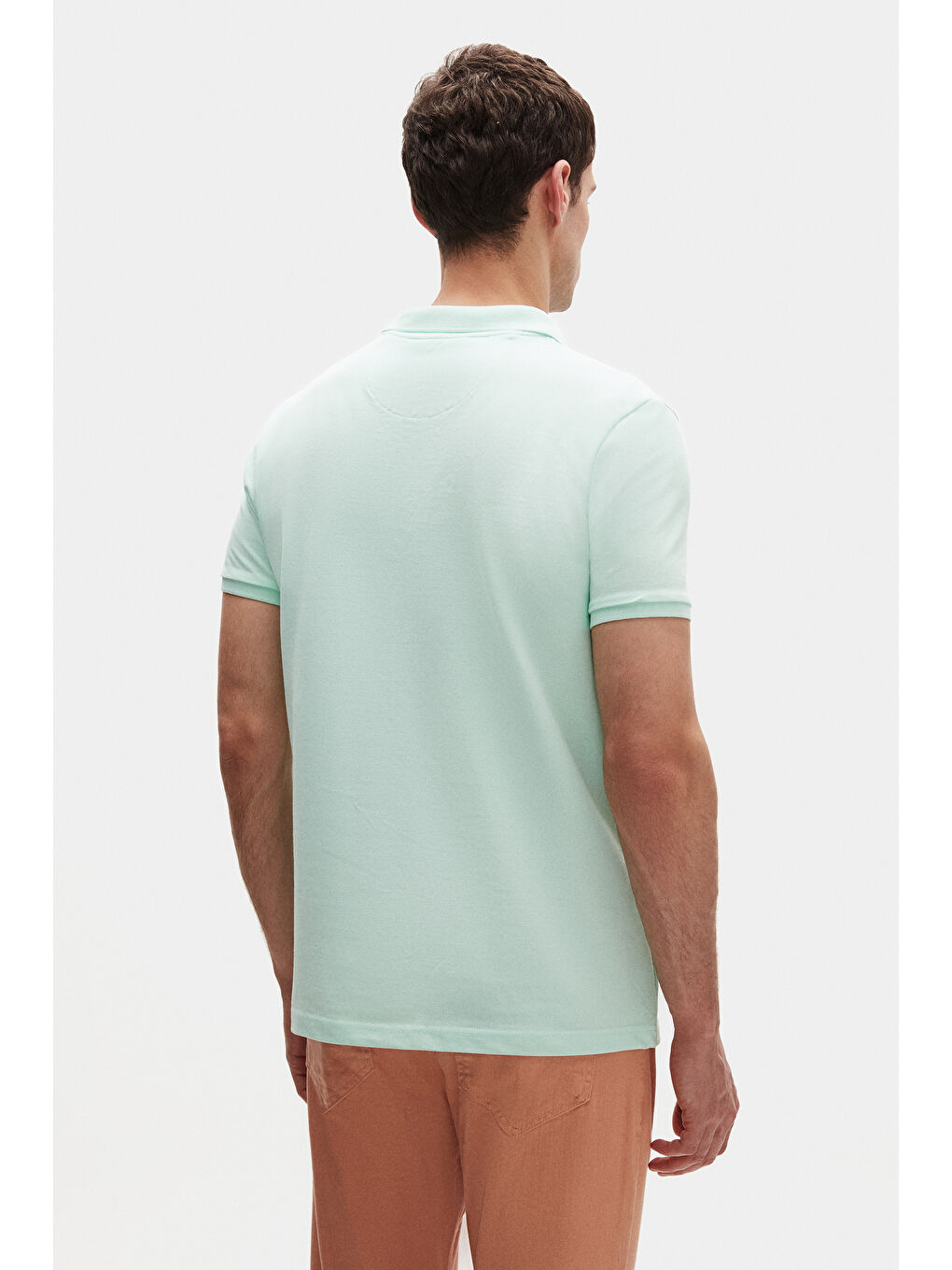 Yeşil Regular Fit Mint %100 Pamuklu Uzun Ömürlü Kıvrılmaz Polo Yaka Nakışlı Tişört-2