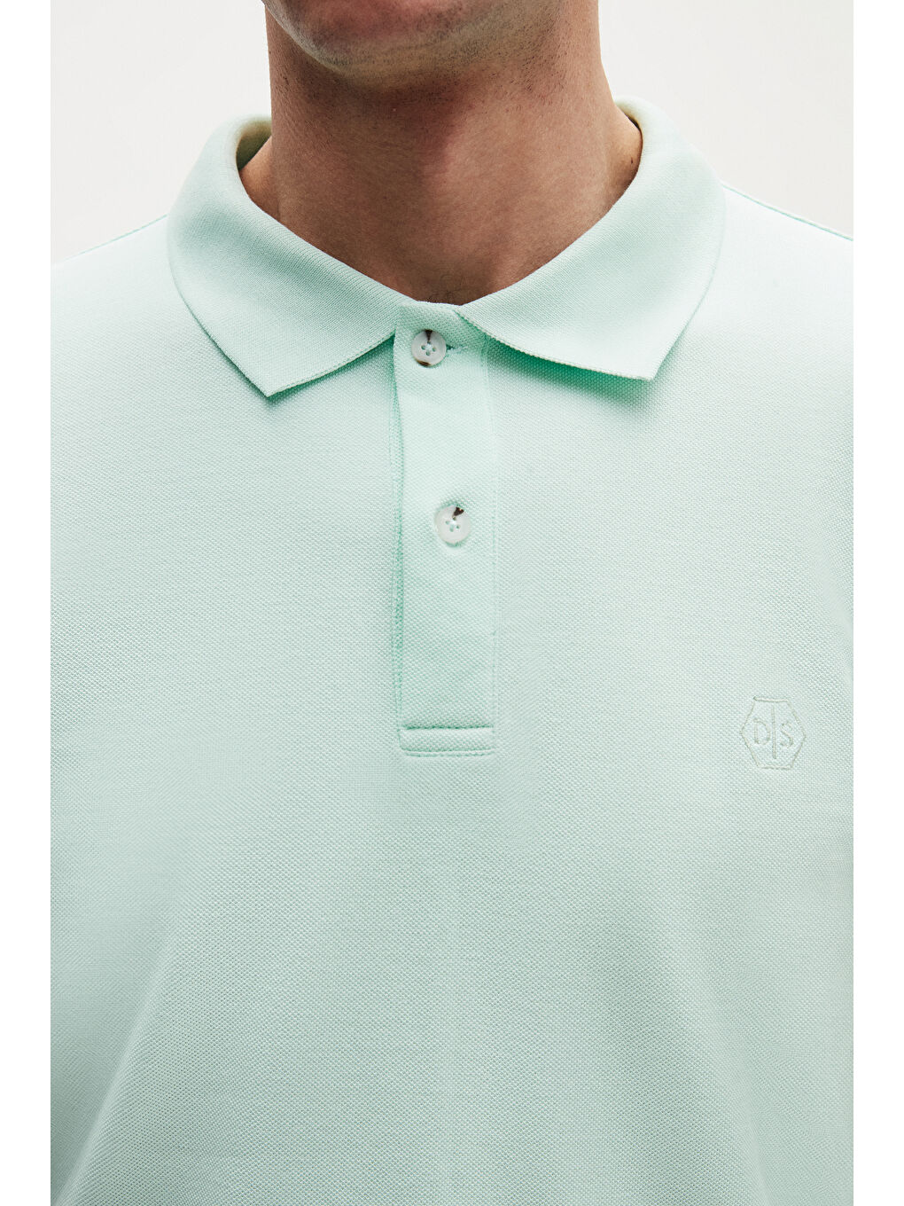 Yeşil Regular Fit Mint %100 Pamuklu Uzun Ömürlü Kıvrılmaz Polo Yaka Nakışlı Tişört-5