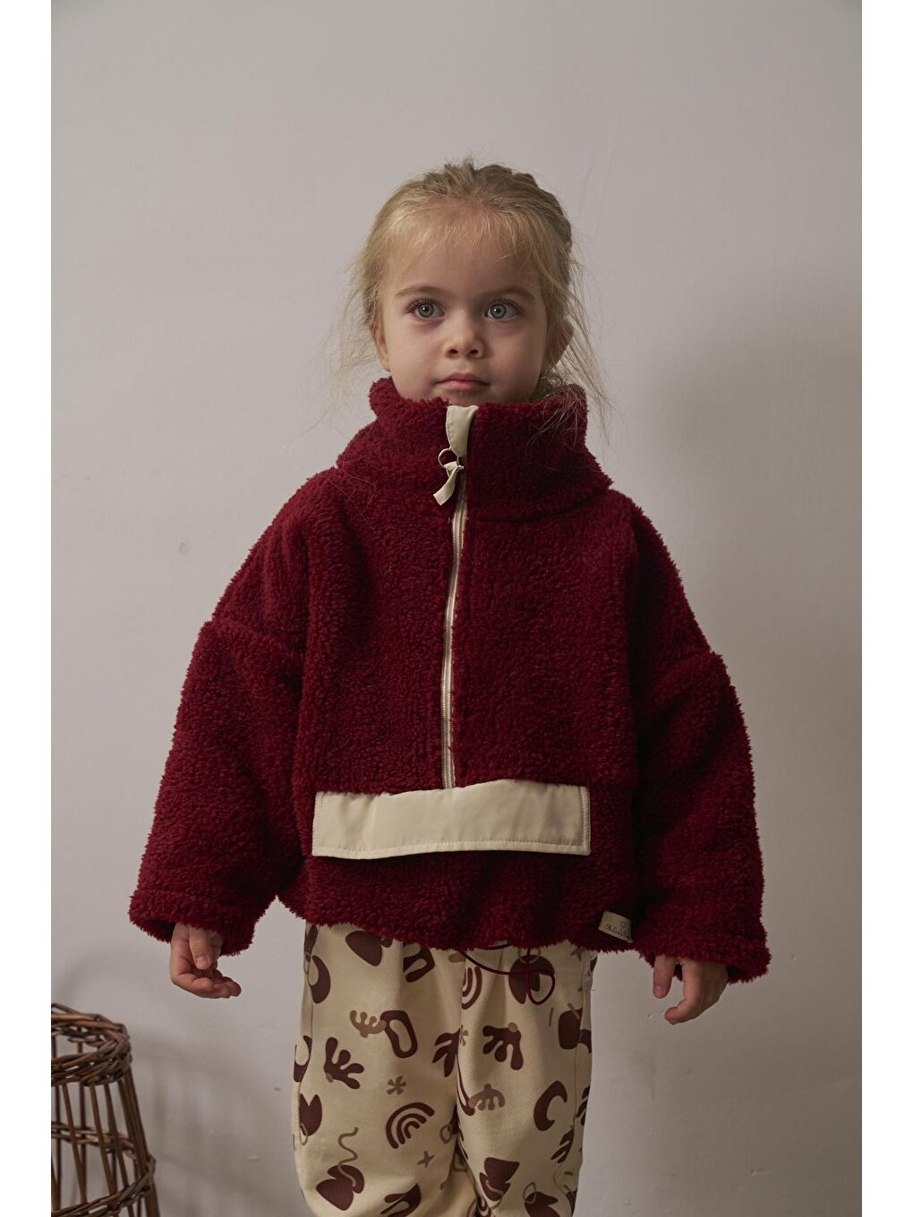 Bordo Wellsoft Yarım Fermuar Çocuk Mont 1-6 Yaş-4