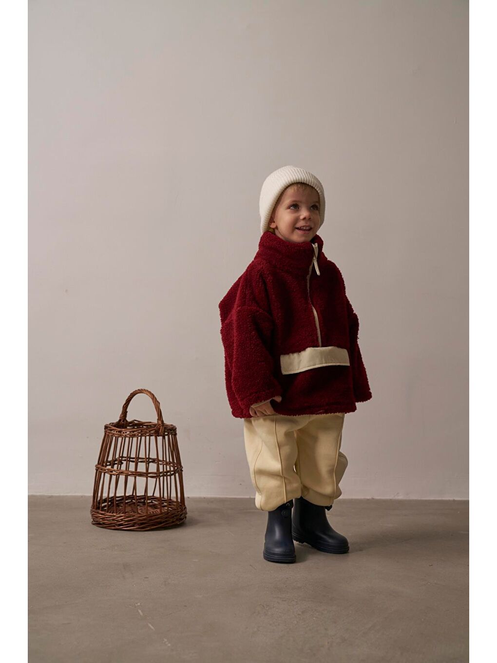 Bordo Wellsoft Yarım Fermuar Çocuk Mont 1-6 Yaş-7