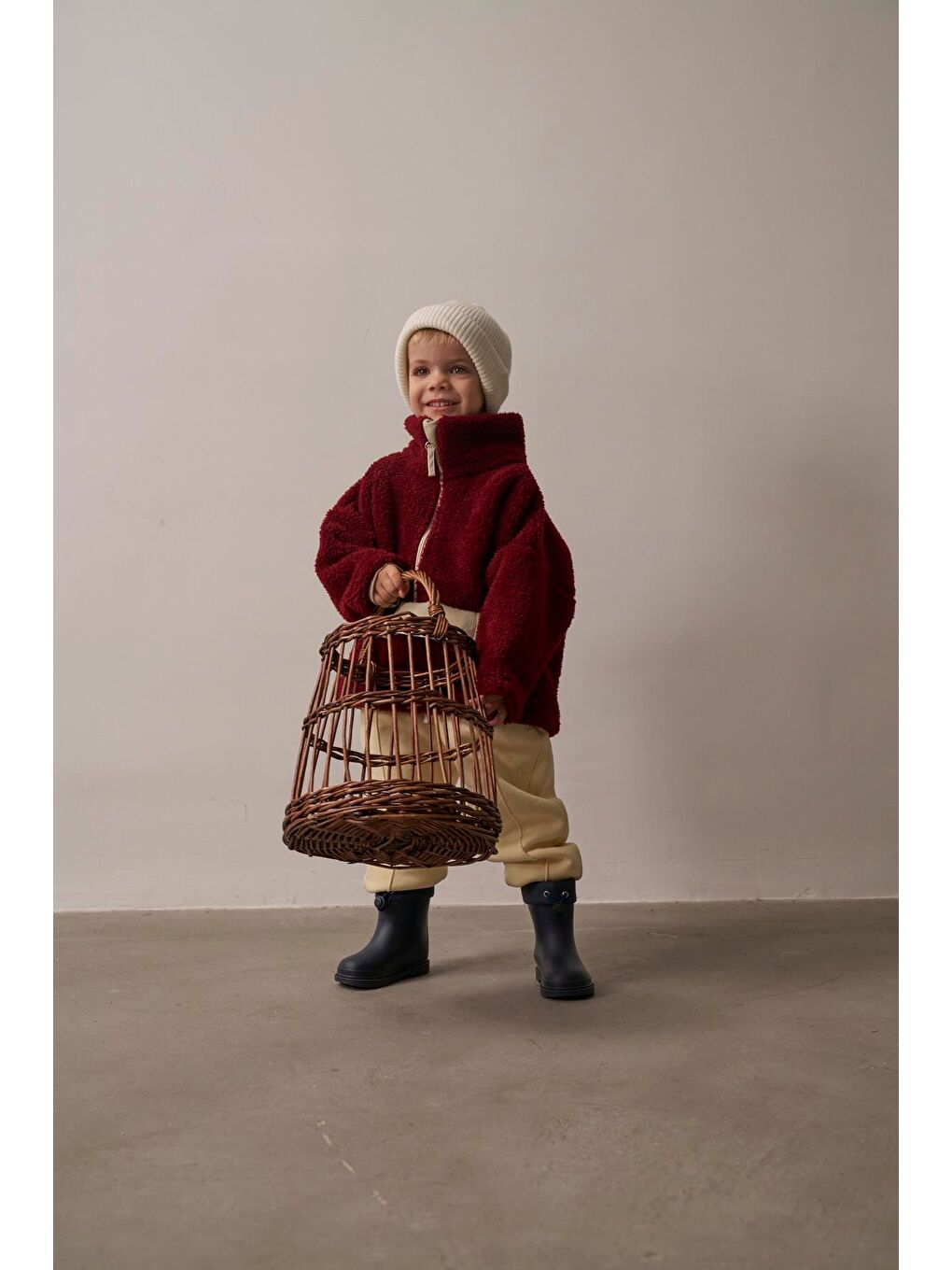 Bordo Wellsoft Yarım Fermuar Çocuk Mont 1-6 Yaş-8