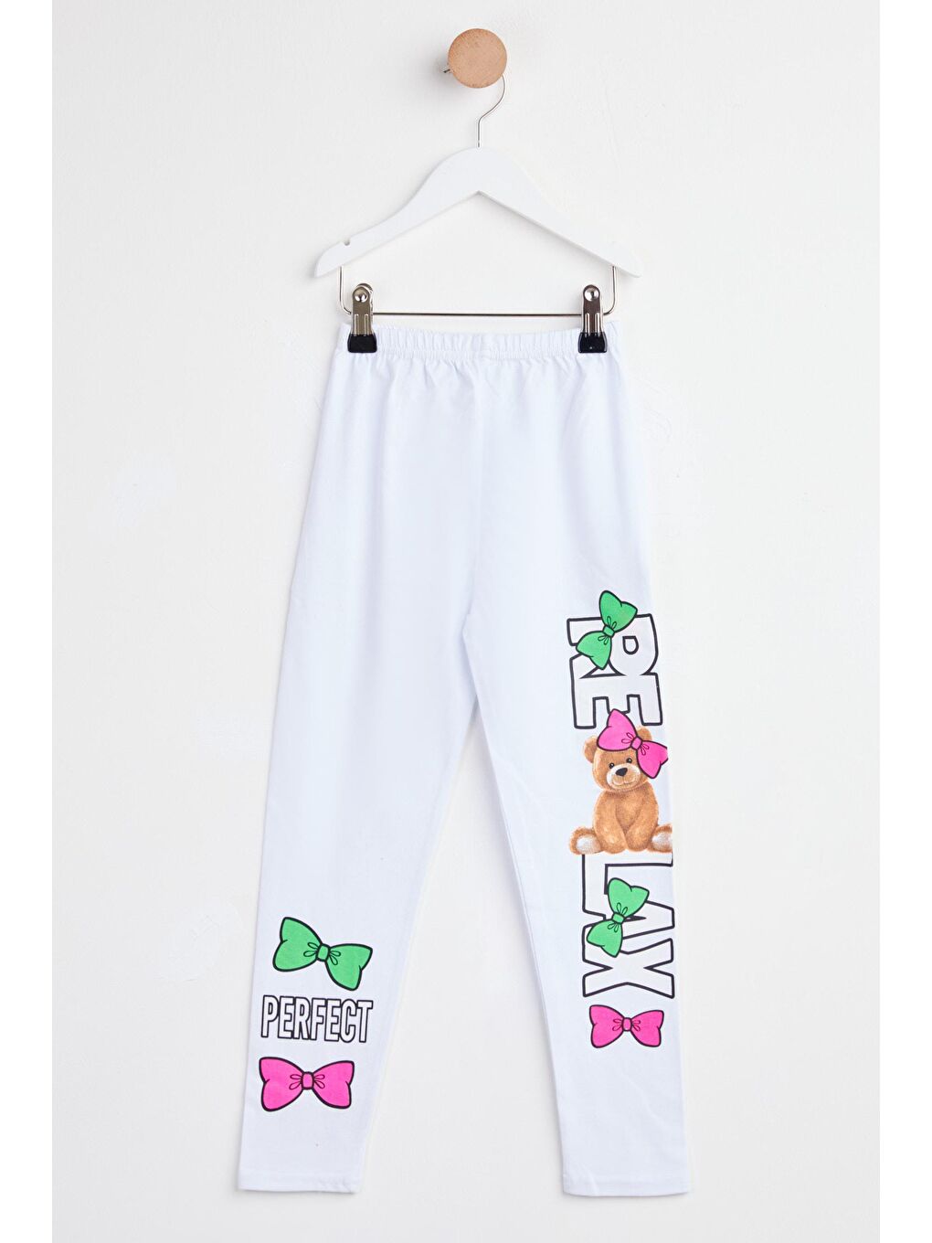 Kız Çocuk Beyaz Baskılı Tayt - 24465