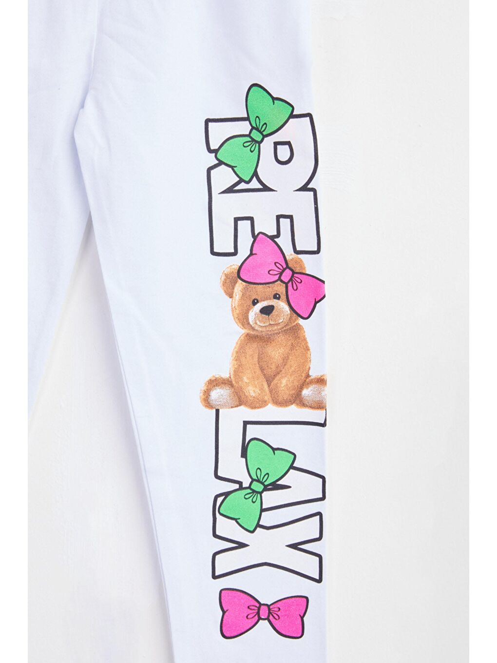 Kız Çocuk Beyaz Baskılı Tayt - 24465-1