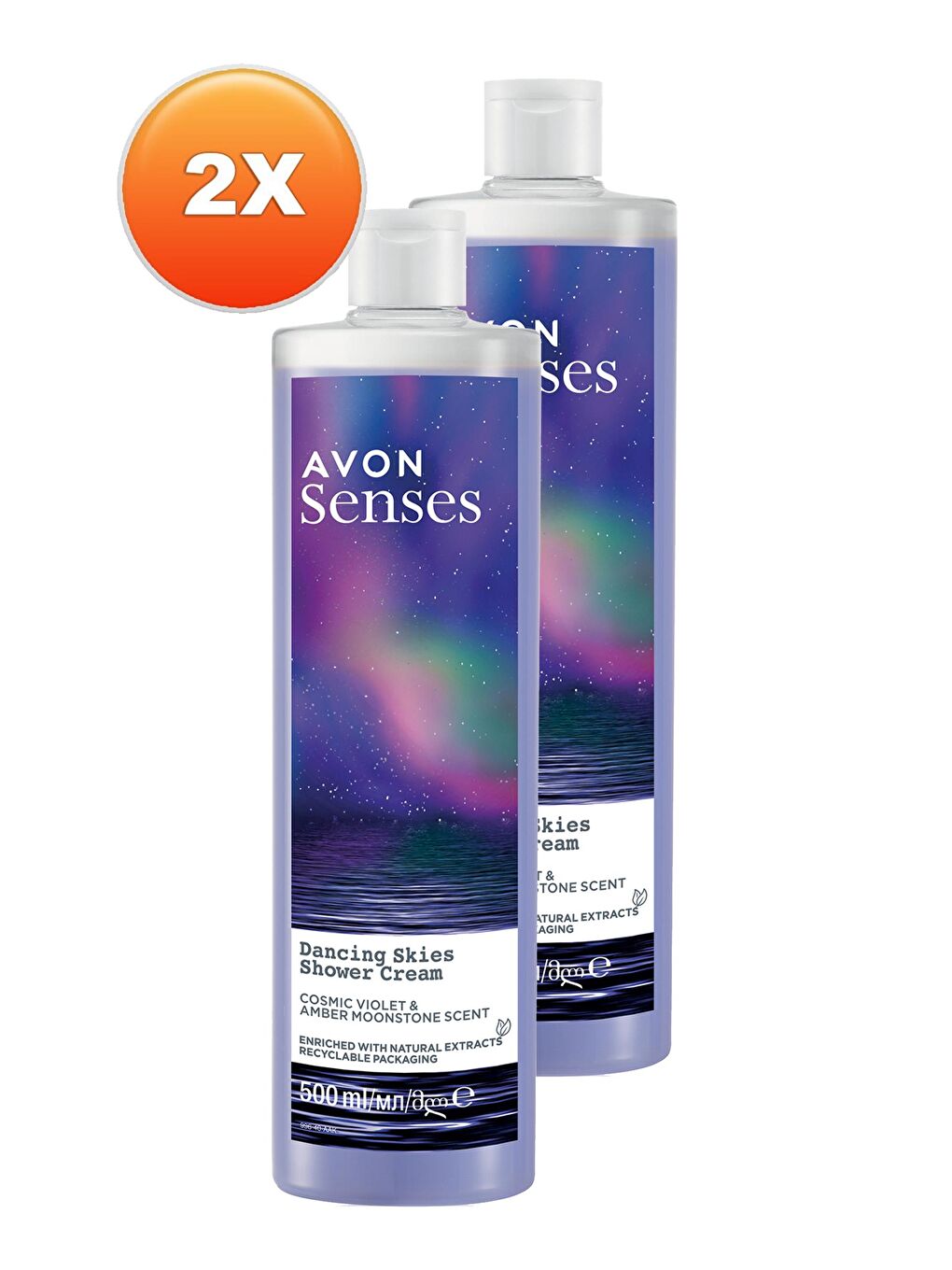 AVON Renksiz Senses Dancing Skies Menekşe ve Ahududu Kokulu Kremsi Duş Jeli 500 Ml. İkili Set - 1