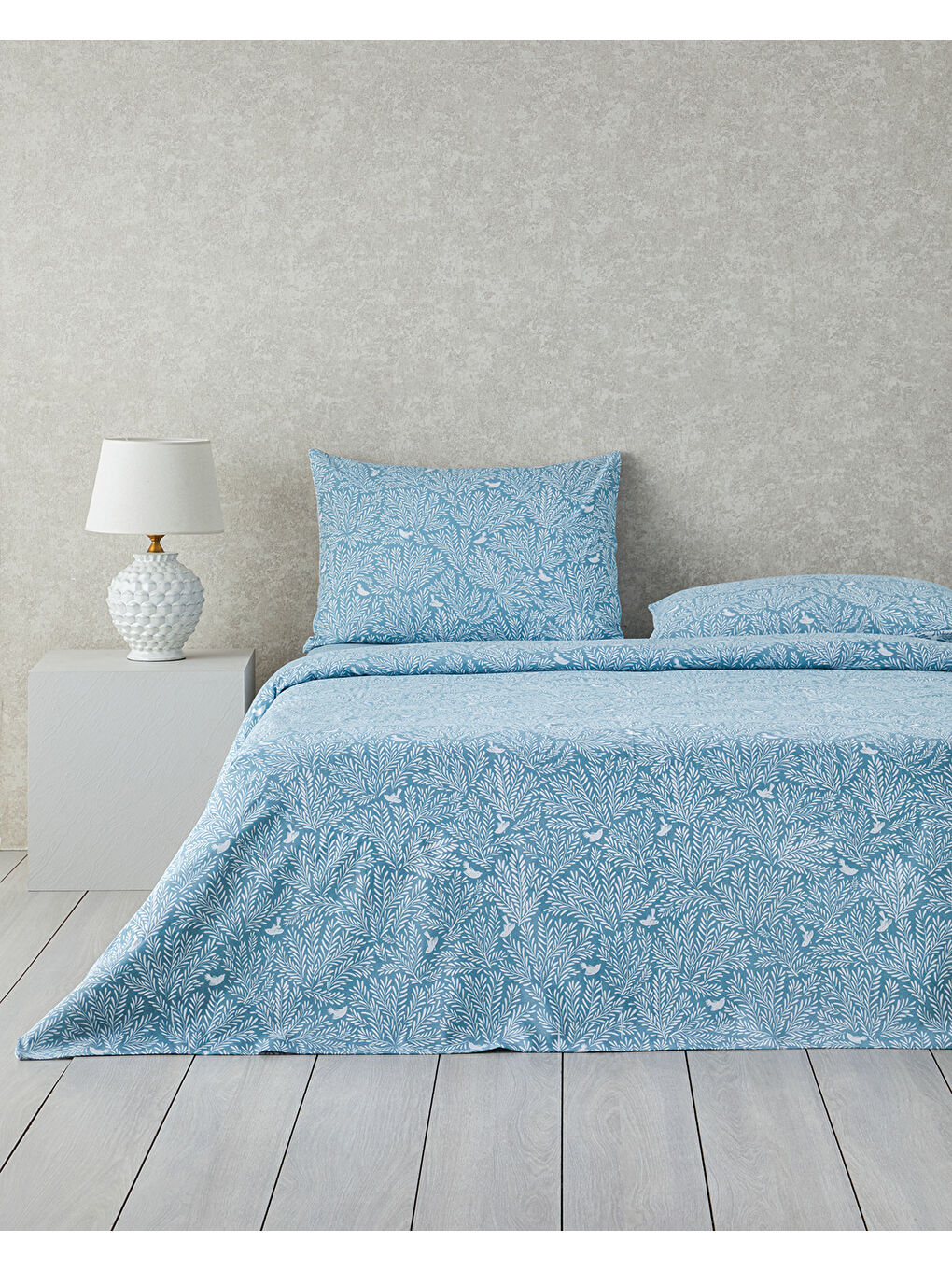 Pure Birds Kolay Ütülenir Çift Kişilik Nevresim Takımı Mavi