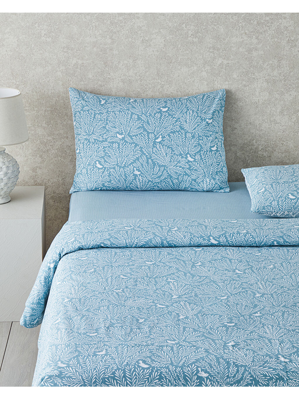 Pure Birds Kolay Ütülenir Çift Kişilik Nevresim Takımı Mavi-2