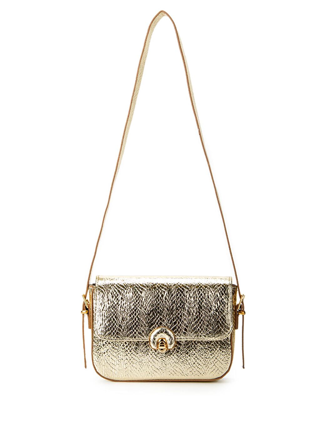 Sarı Uzun Askılı Camelia Kadın Çapraz Çanta Gold-1