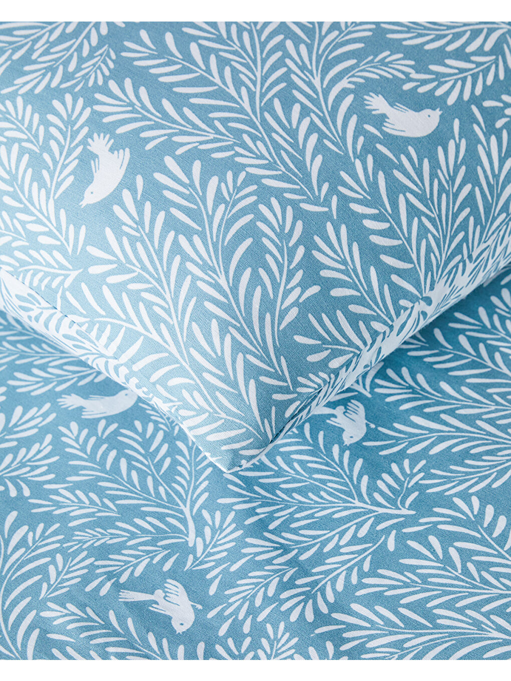 Pure Birds Kolay Ütülenir Çift Kişilik Nevresim Takımı Mavi-4