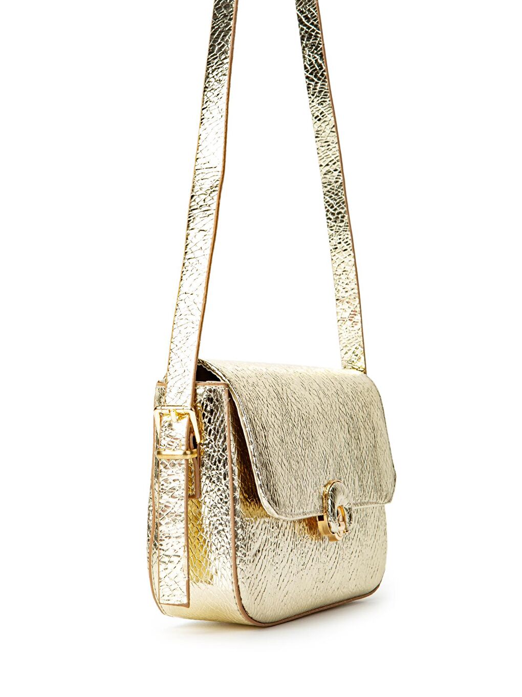 Sarı Uzun Askılı Camelia Kadın Çapraz Çanta Gold-2