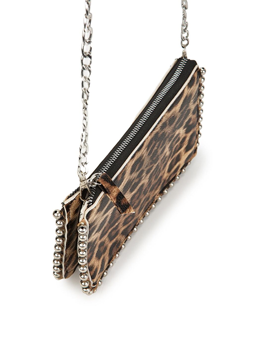 Minebag Açık Kahverengi Metal Boncuklu Anya Clutch Kadın Çapraz Çanta Leoparlı - 2