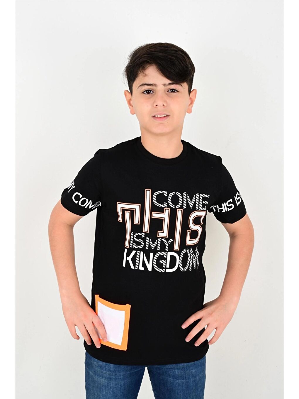 Siyah Come This Baskılı Tişört 6754