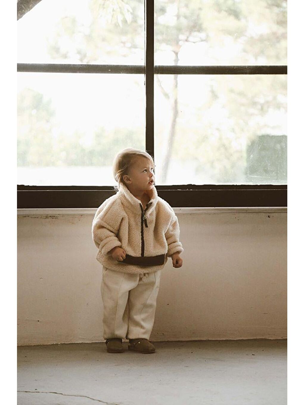 Bej Wellsoft Yarım Fermuar Çocuk Mont 1-6 Yaş-4