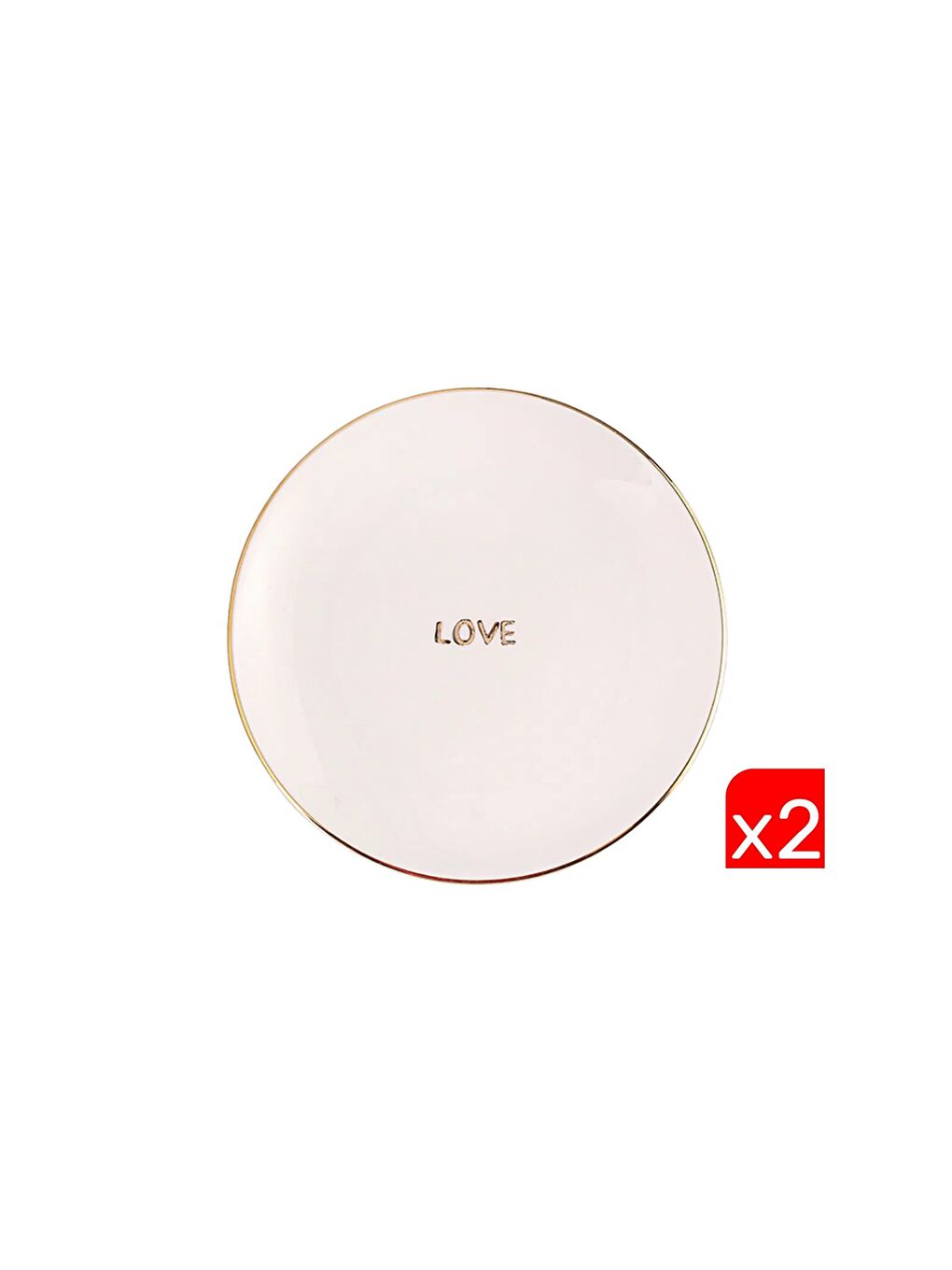 PORLAND Beyaz-Renklibaskı Date Love Düz Tabak 17cm 2 li 04ALM005811