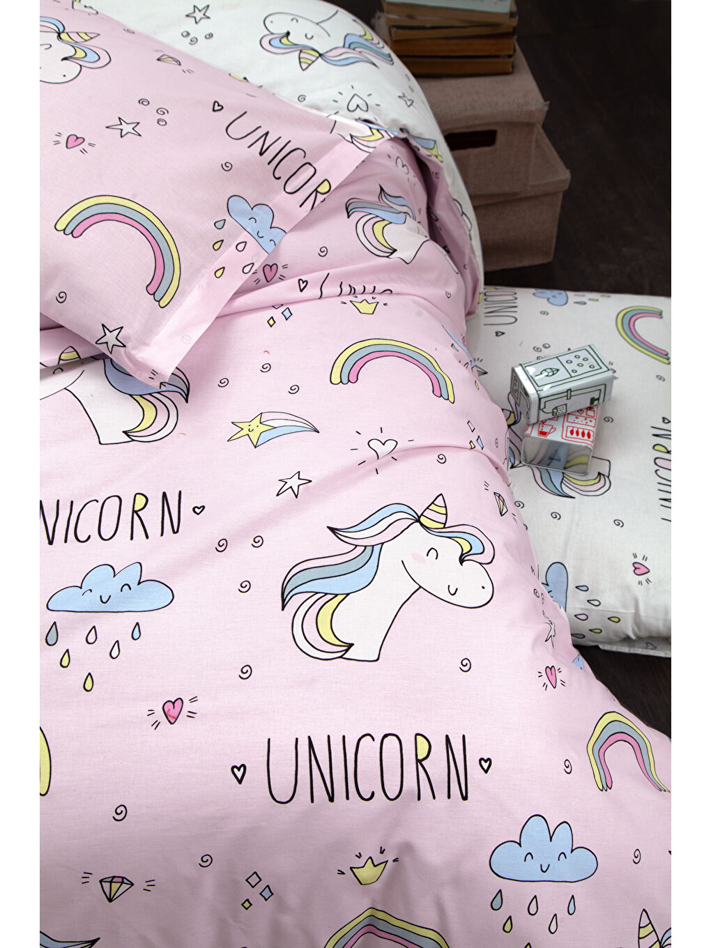 %100 Pamuk Tek Kişilik Nevresim Seti  Pembe-2