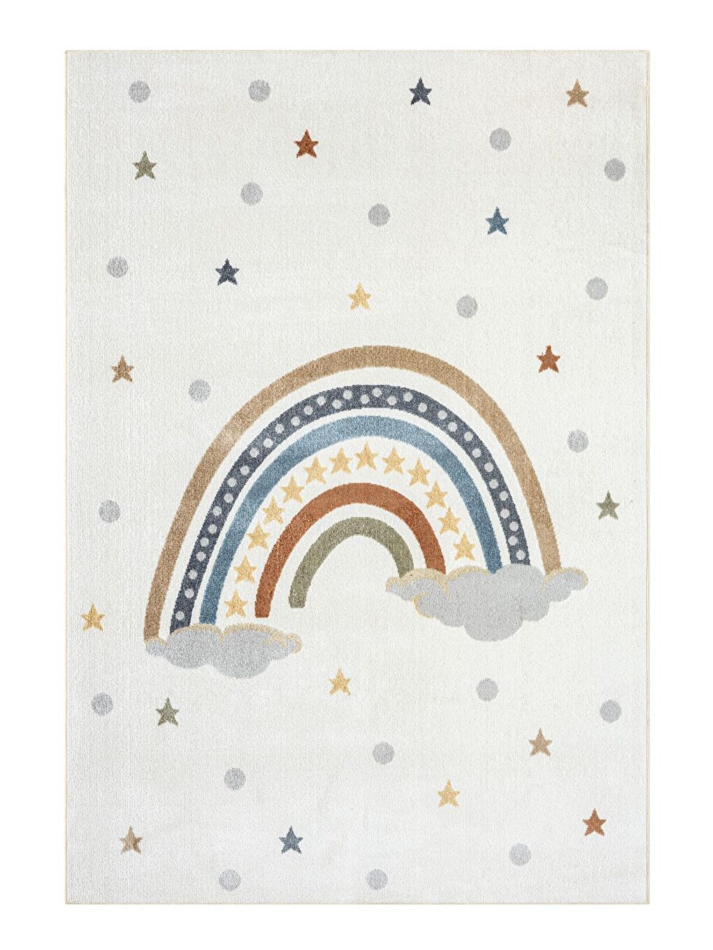 Beyaz Bohem Kids Rainbow Modern Dokuma Çocuk Halısı-100x200-4