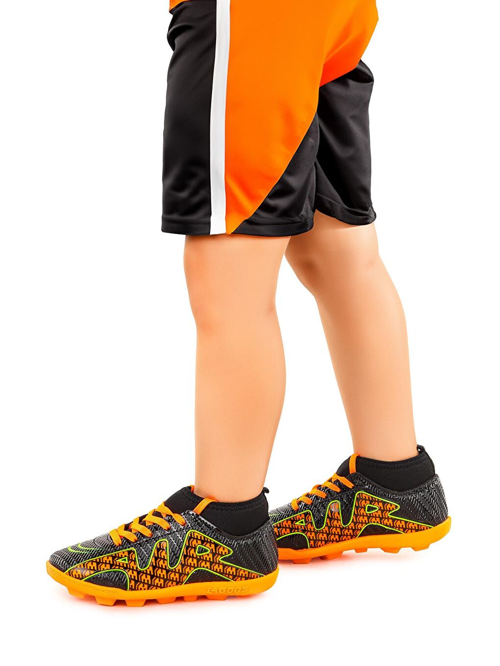 Siyah Persep Boğazlı Çim Saha Krampon Erkek Çocuk Futbol Ayakkabı-1