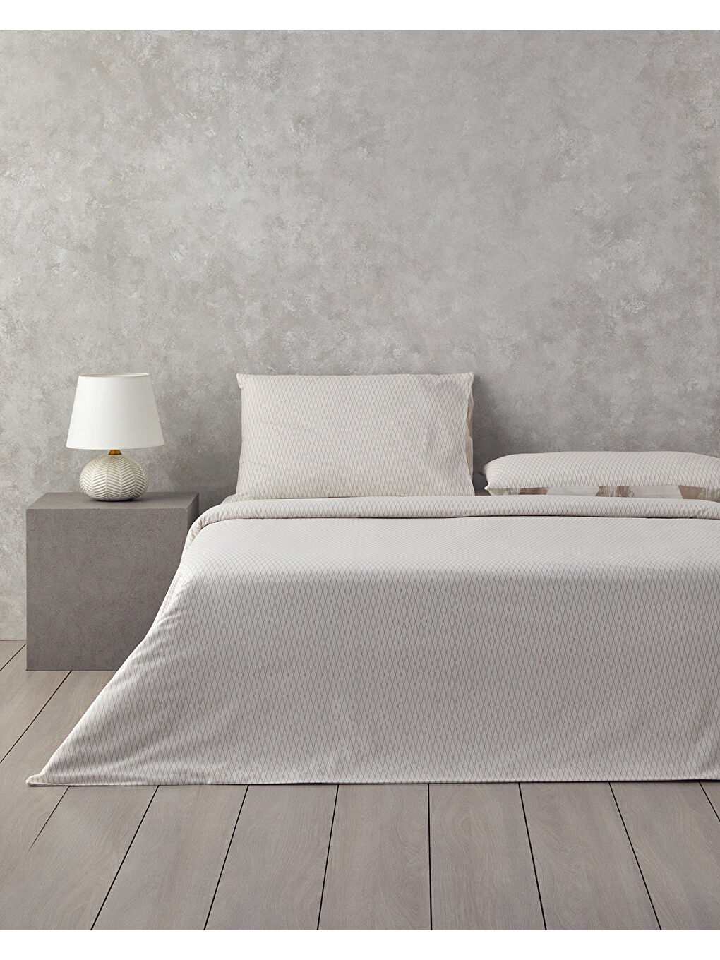 Modern Argyle Pamuklu Ranforce Çift Kişilik Nevresim Takımı 200x220 cm Bej-1